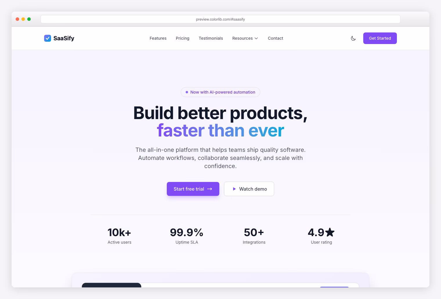 SaaSify - Premium Tailwind CSS SaaS Landing Page Template with Dark Mode and Pricing Tables