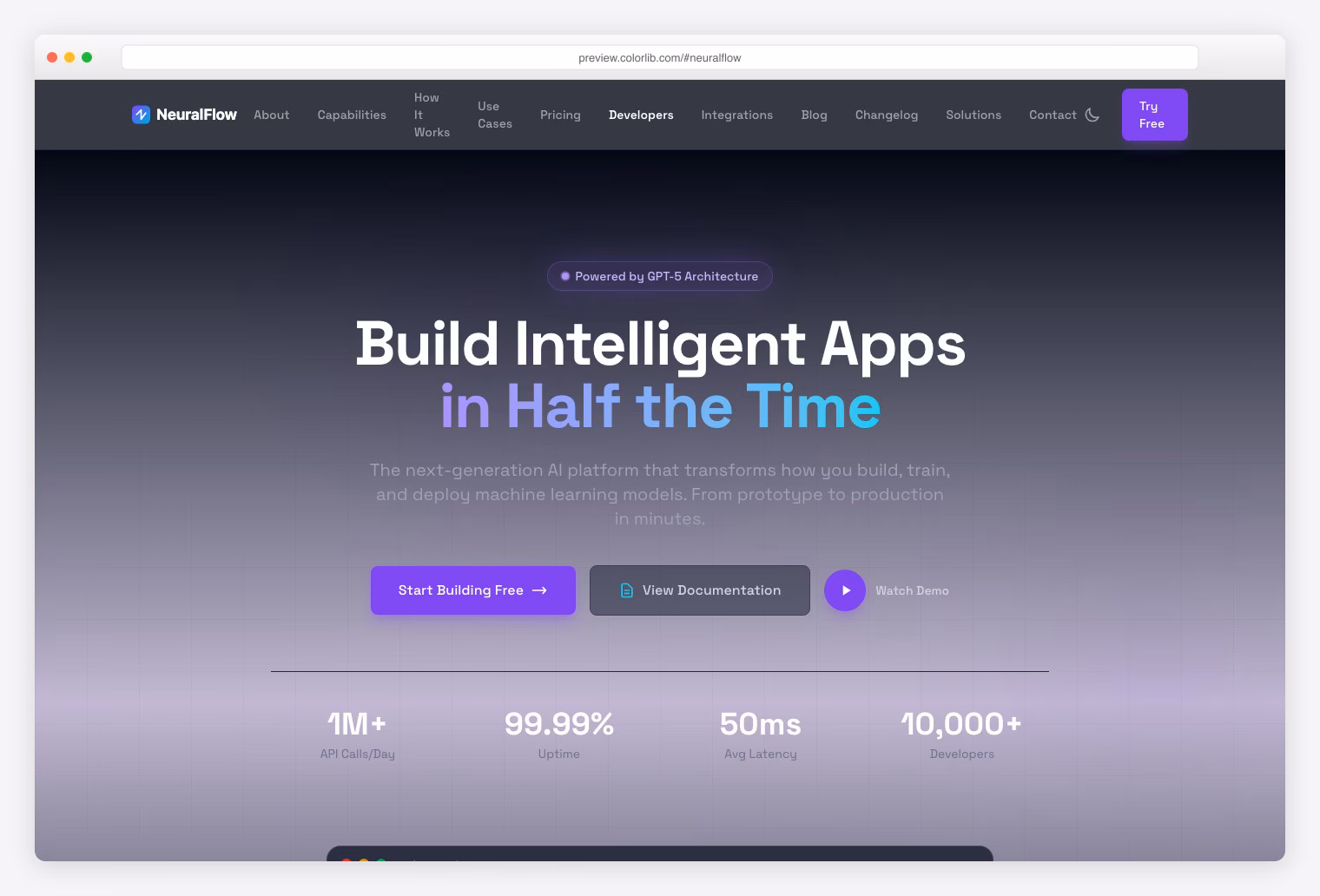 NeuralFlow - Premium Tailwind CSS AI Platform Template with ML Model Training, NLP, and Computer Vision Sections