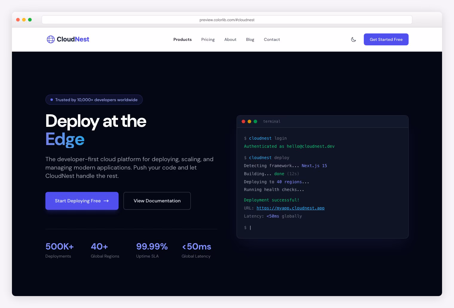 CloudNest - Premium Tailwind CSS Cloud Hosting Template with App Hosting, Managed Databases, and Edge Functions