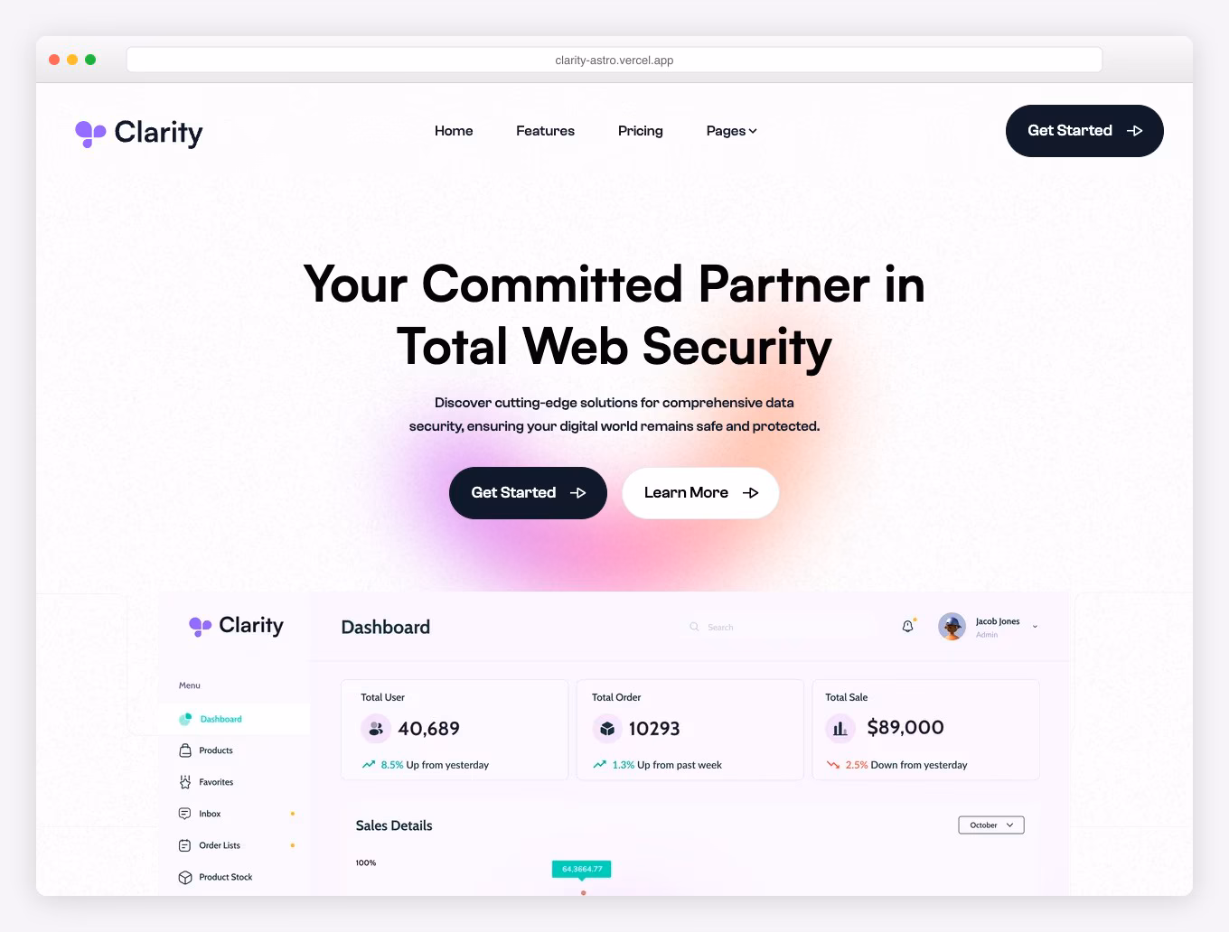 Clarity Astro - Premium SaaS Theme with 14 Pages, 100/100 PageSpeed Score, and Scroll Animations