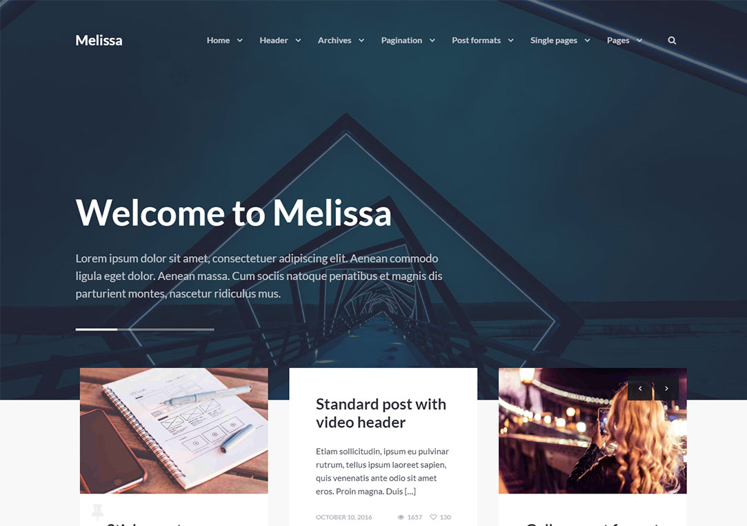 Melissa WordPress themes video background