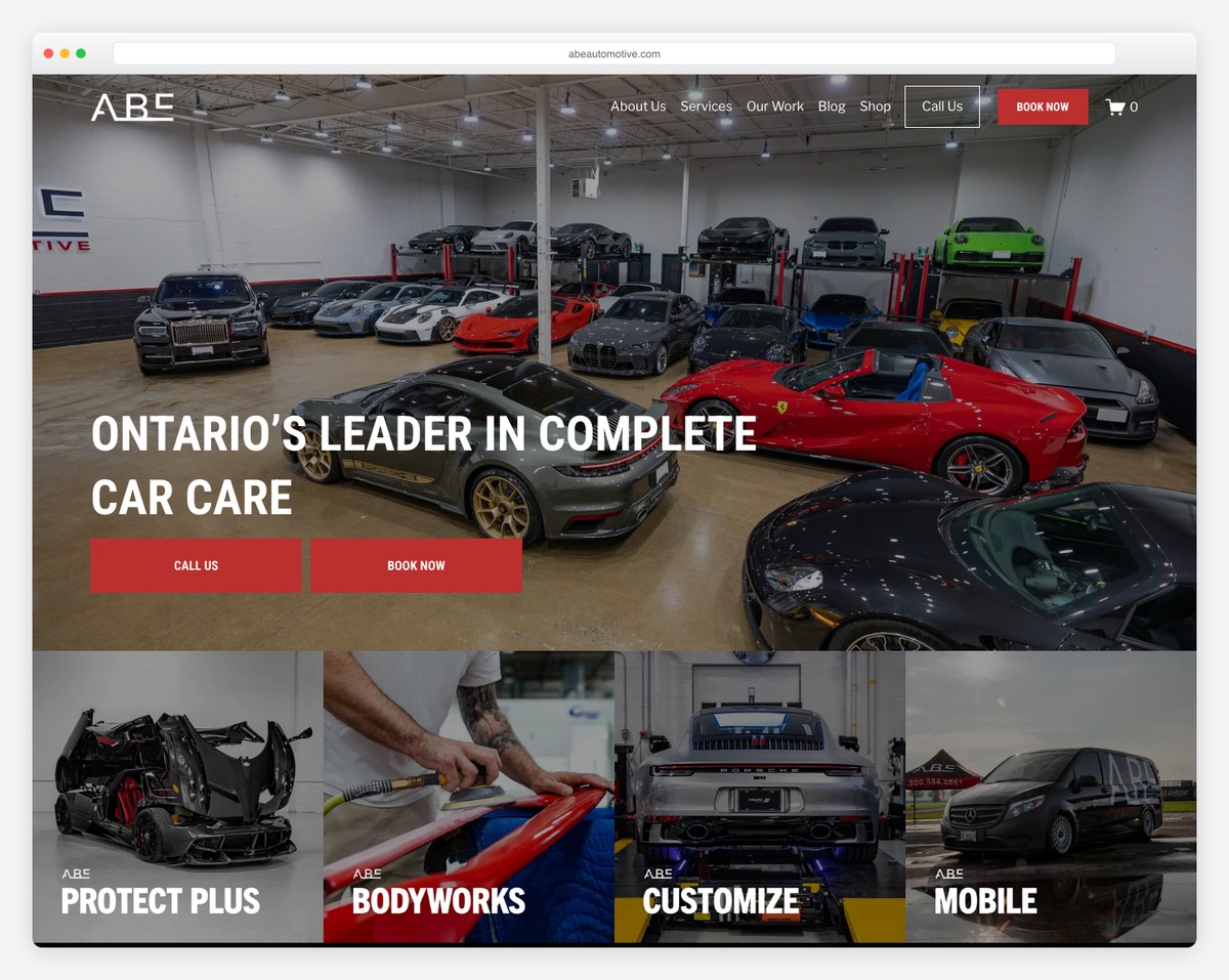 abe automotive website example