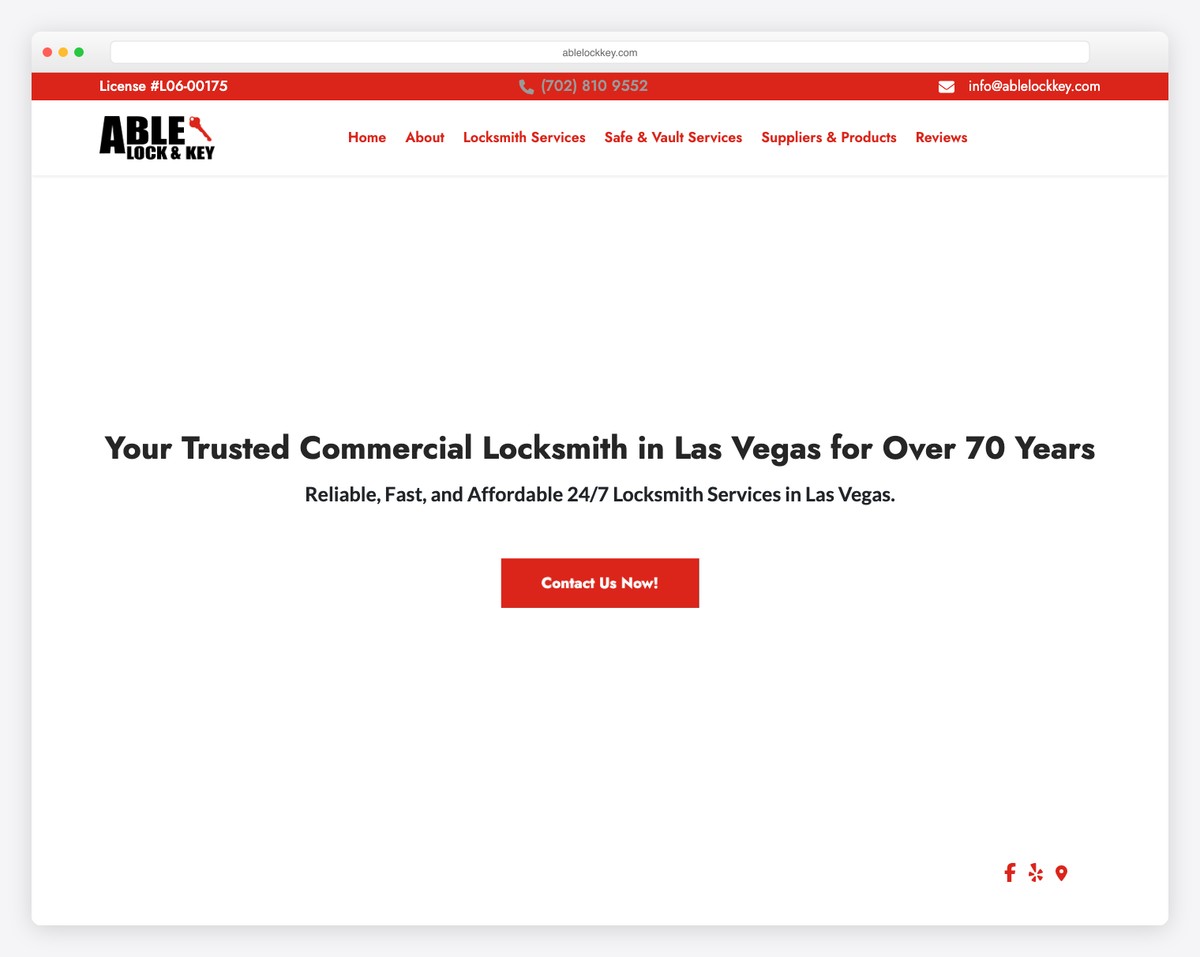 able lock & key website example