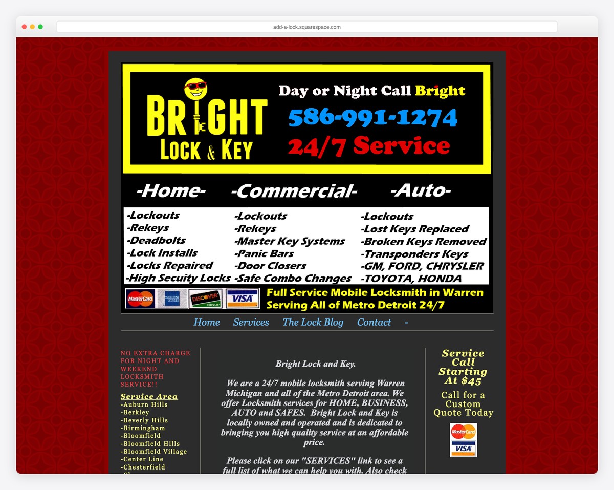 bright lock & key website example