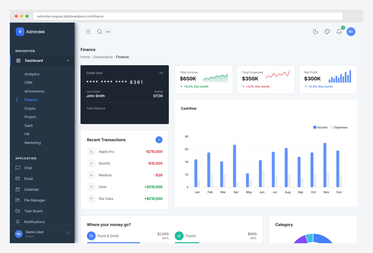 AdminDek Angular - Bootstrap 5 Angular admin template by DashboardPack
