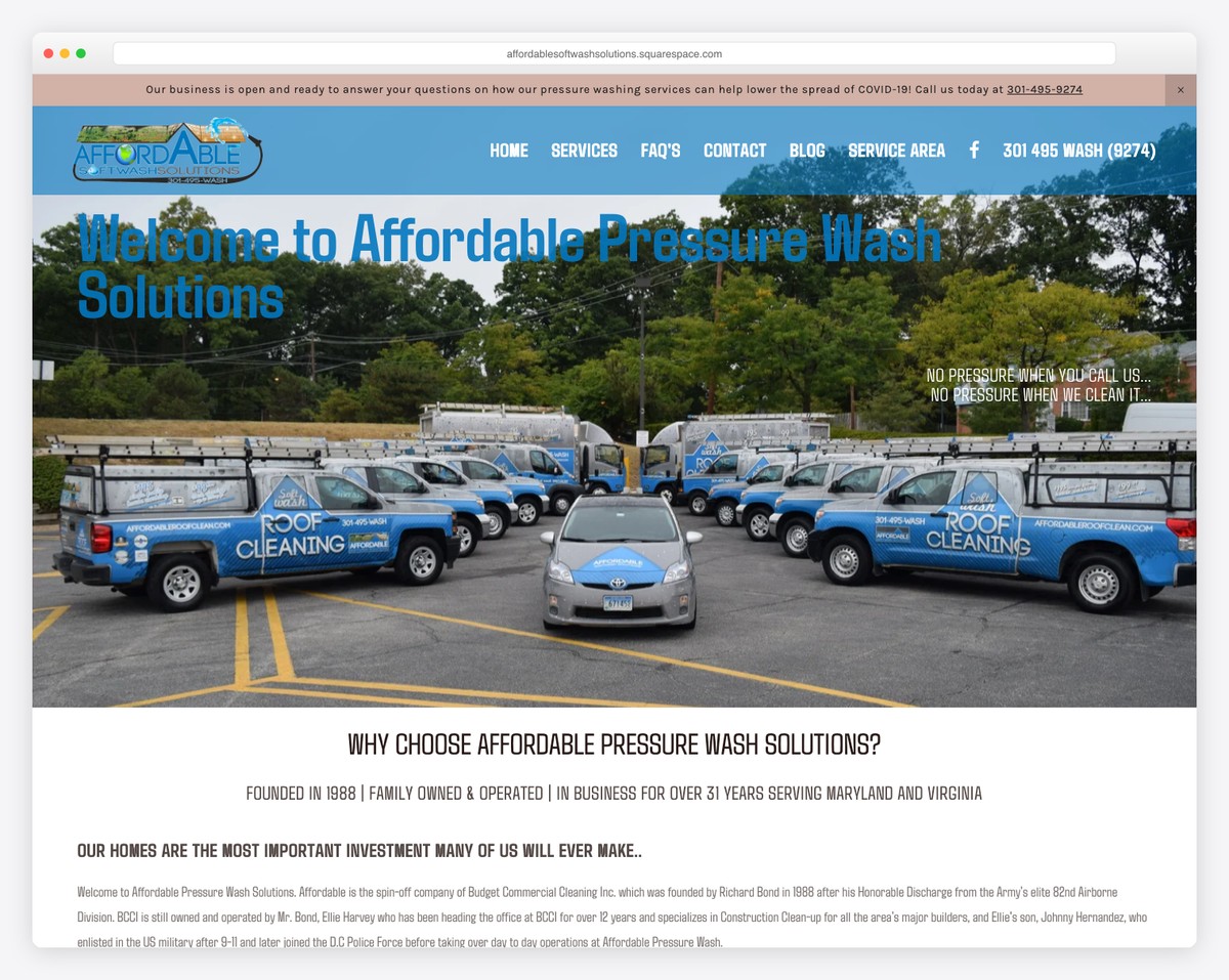 affordable pressurewash solutions website example