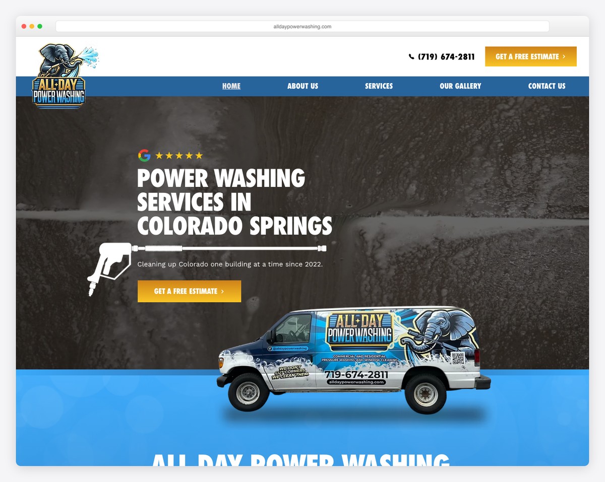 all day power washing website example