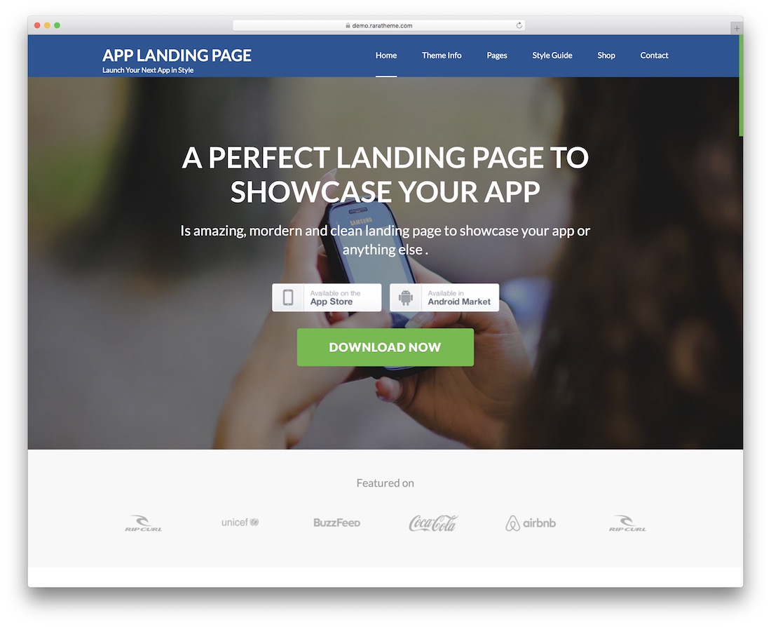 app landing page free wordpress theme