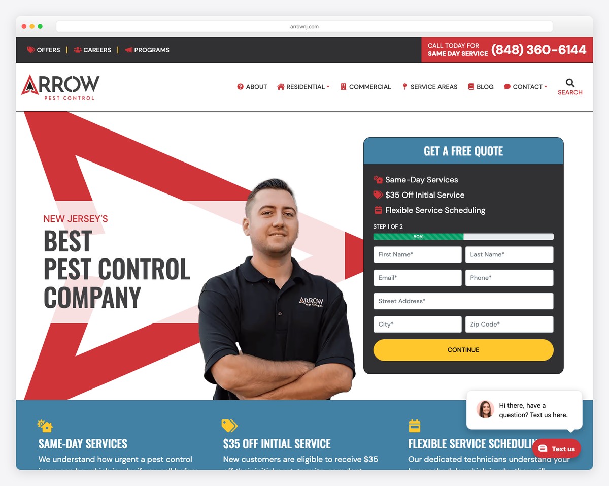 arrow pest control website example