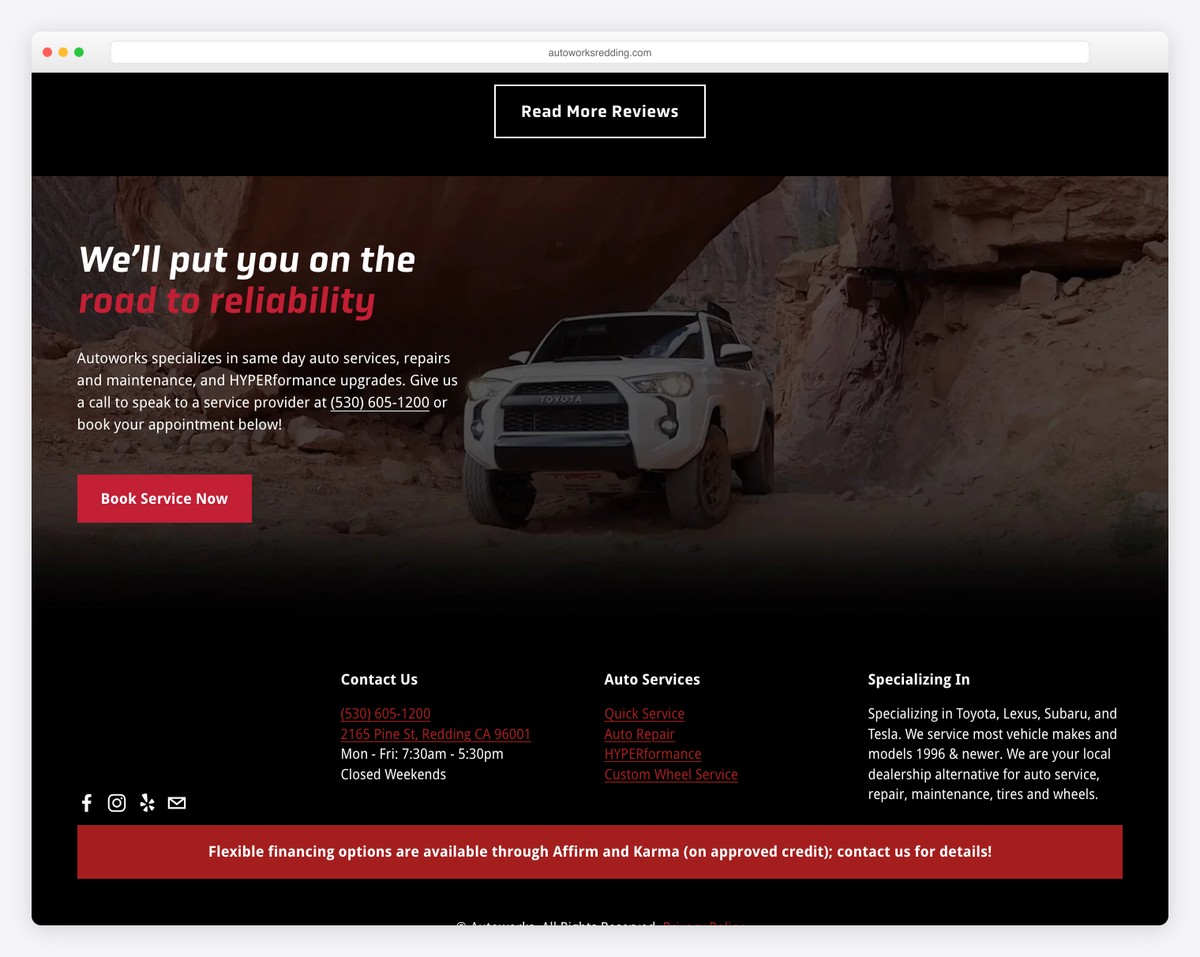 autoworks website example