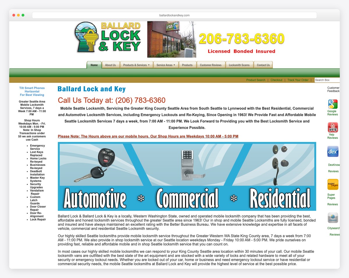ballard lock and key website example