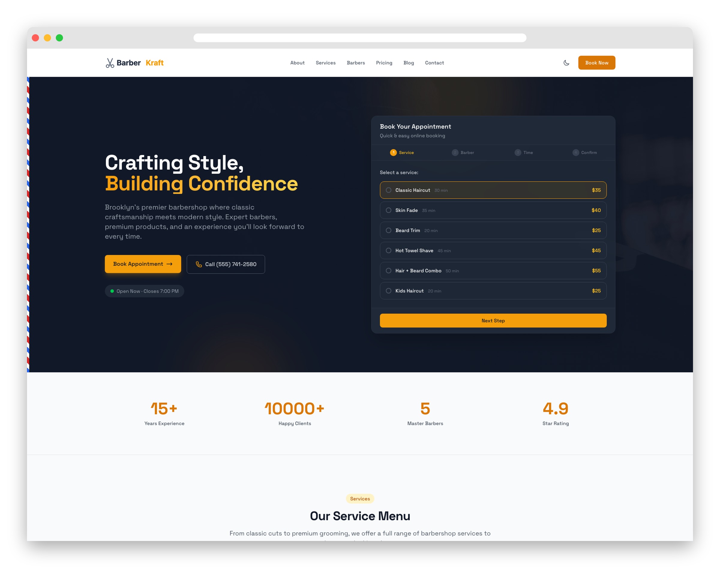 BarberKraft HTML template