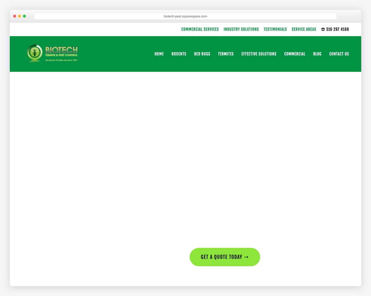 biotech nyc pest control website example