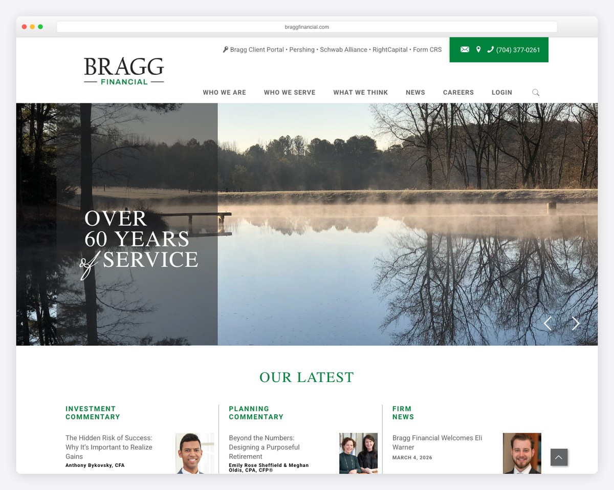 bragg financial advisors website example