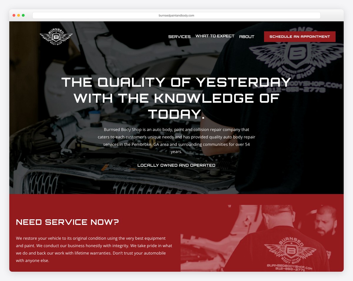 burnsed body shop website example
