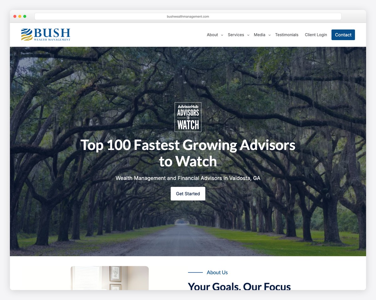 bush wealth management website example