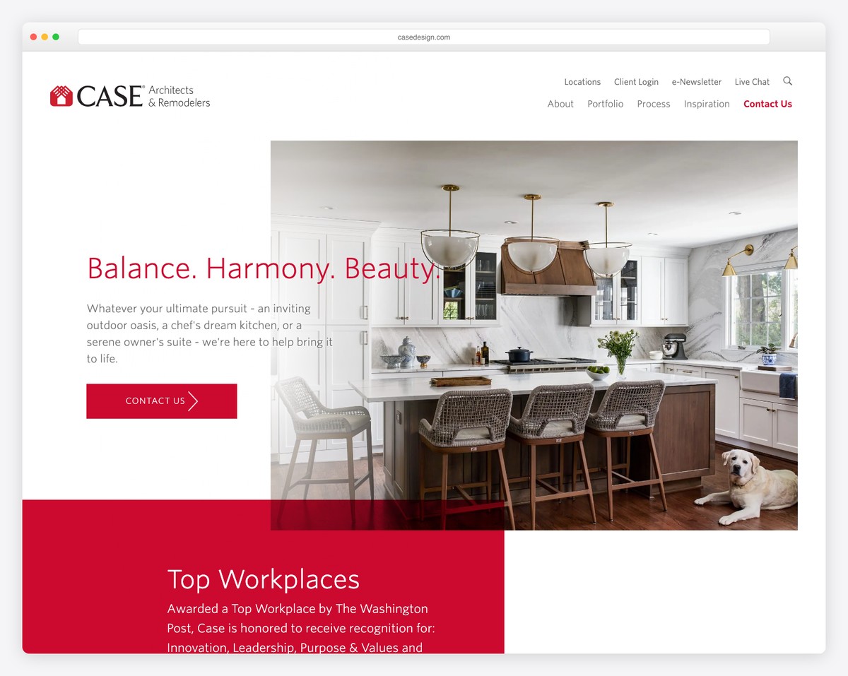 case architects & remodelers website example
