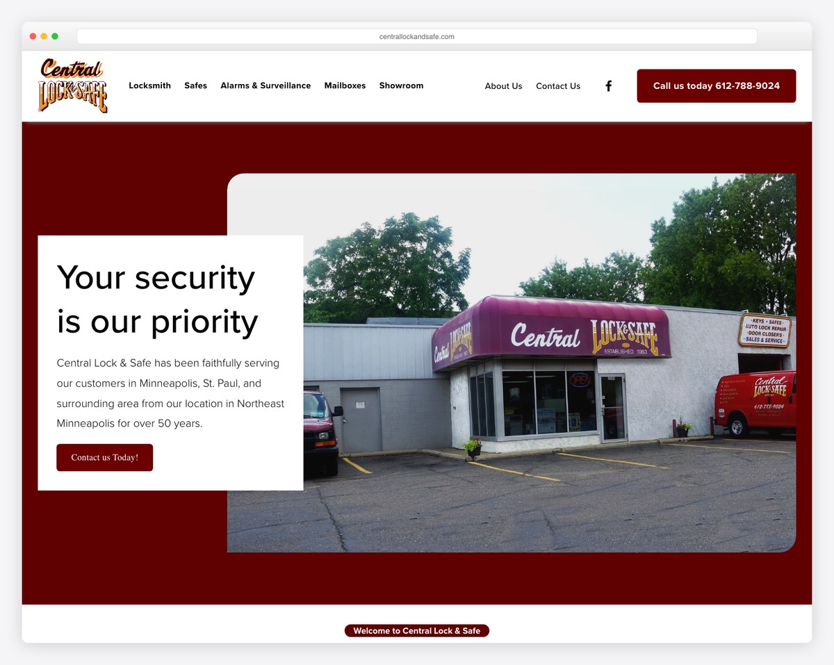 central lock & safe website example