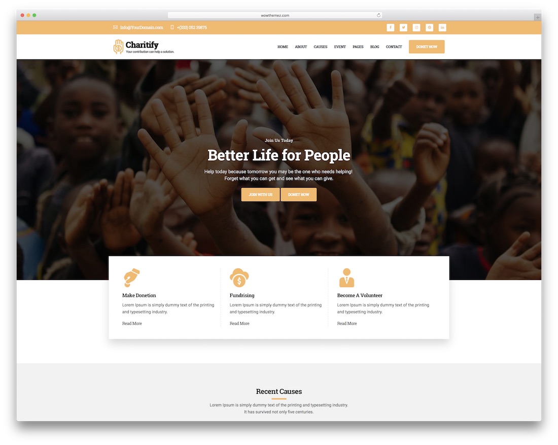 charitify website template
