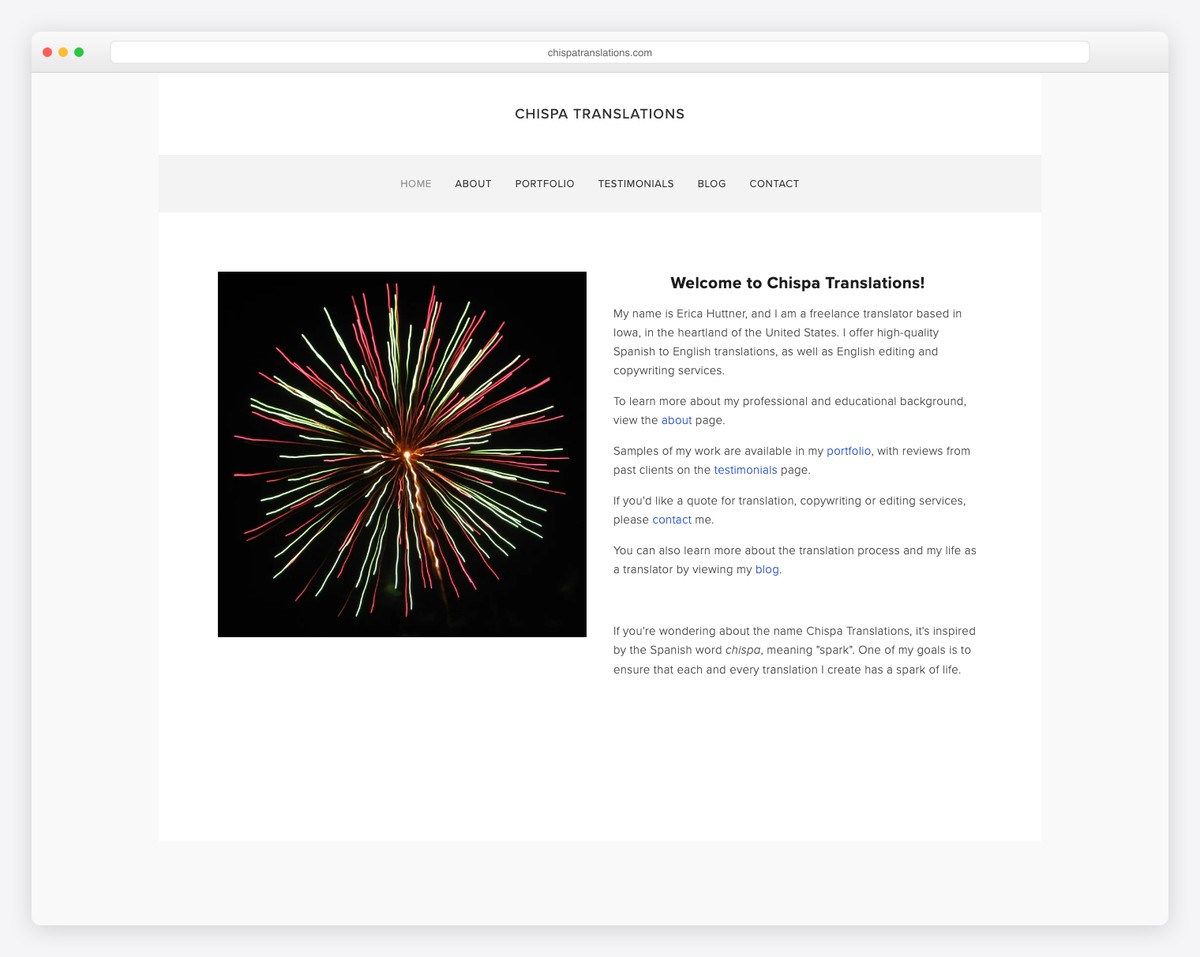 chispa translations website example