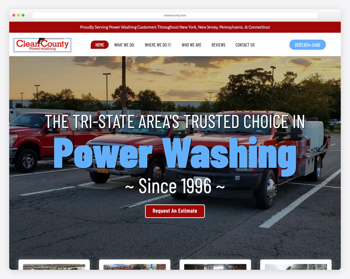 clean county powerwashing website example