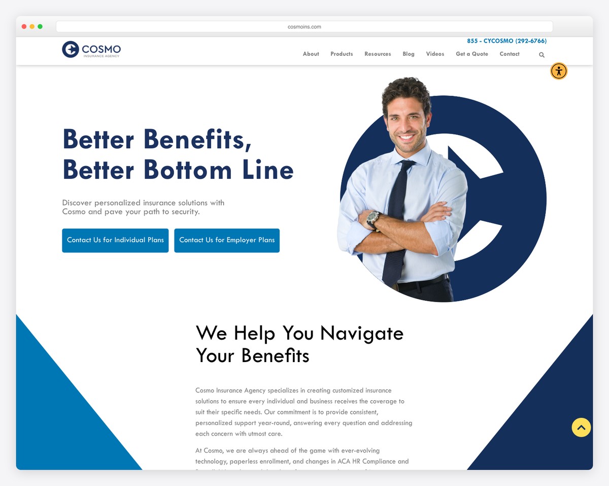 cosmo insurance agency website example