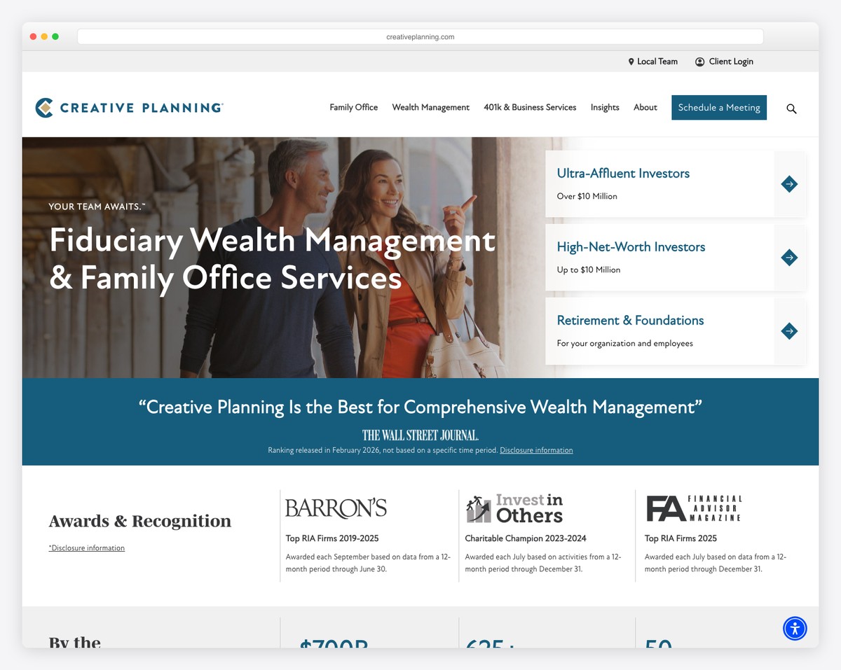 creative planning website example