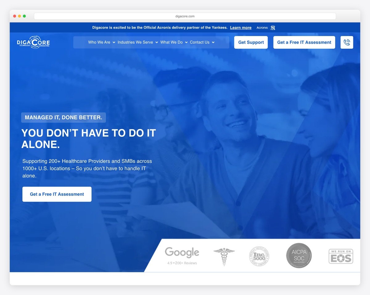 digacore website example