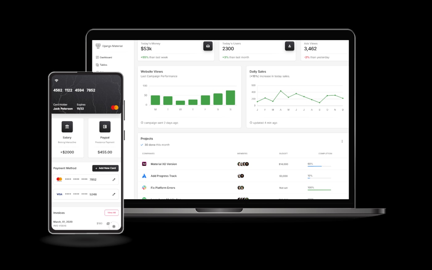 Material Dashboard Django — Bootstrap 5 admin template with Material Design styling