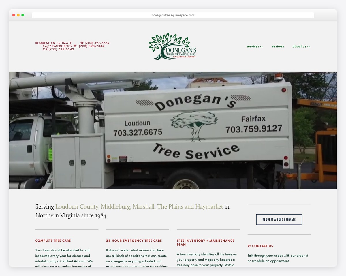 donegan's tree service website example