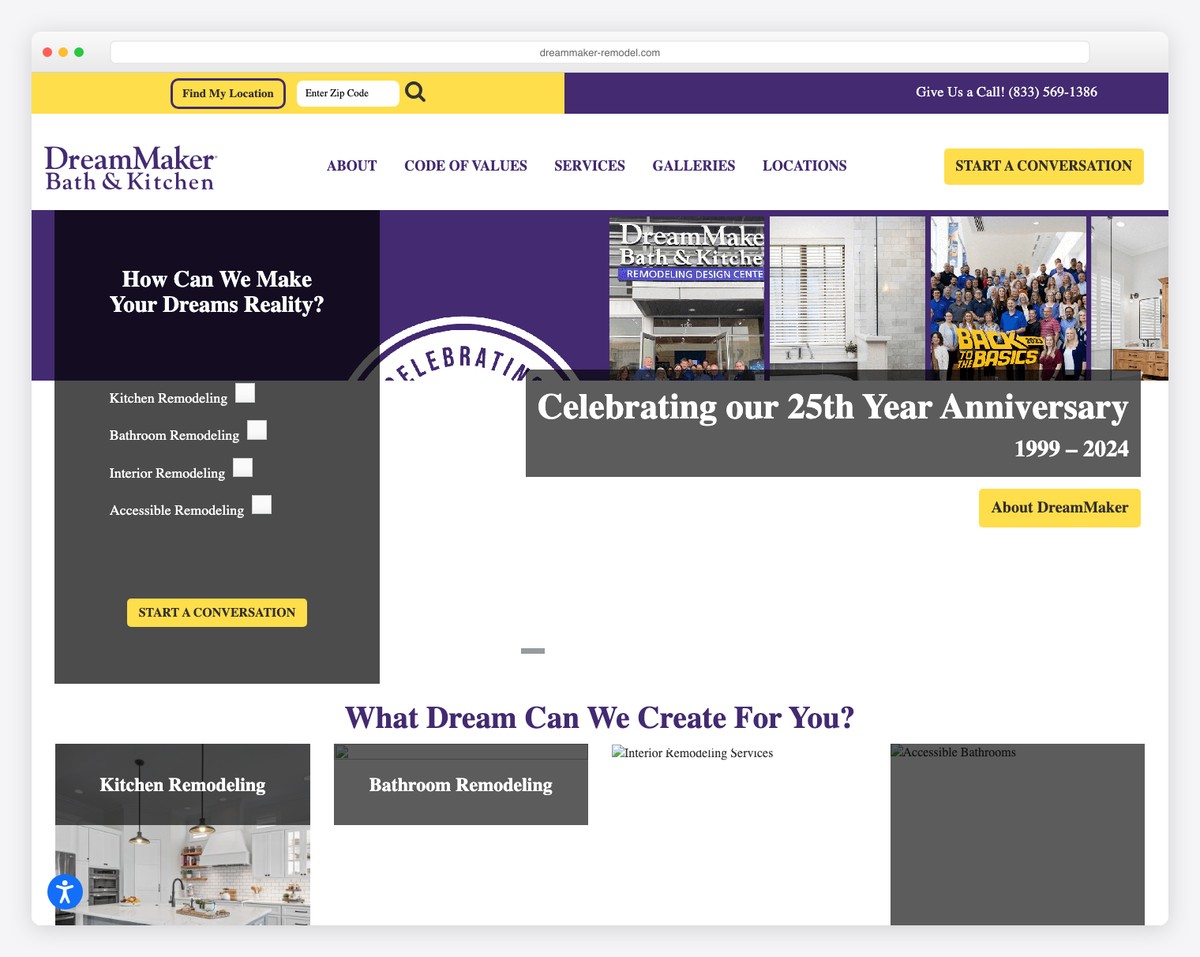 dreammaker bath & kitchen website example