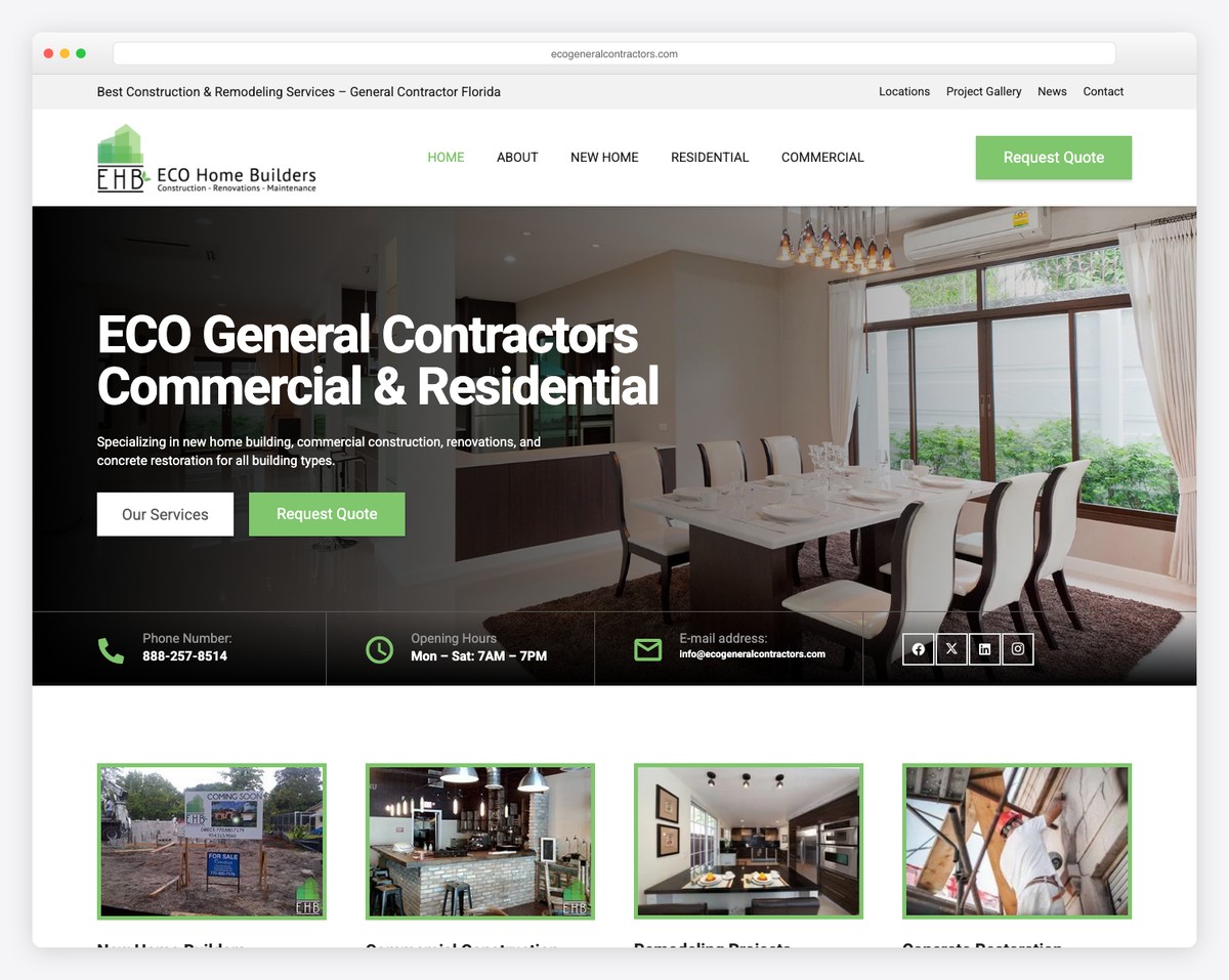 eco general contractors website example