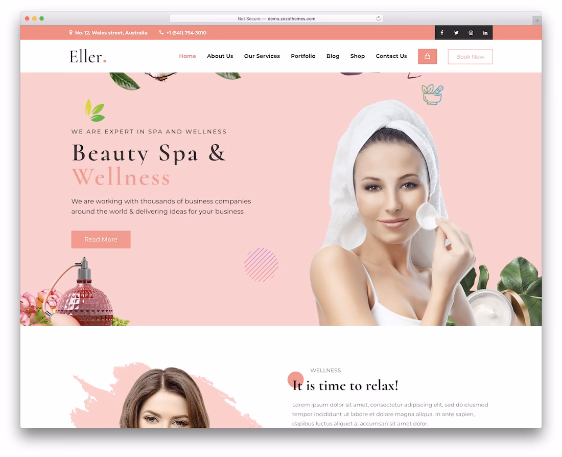 eller best spa salon wordpress theme
