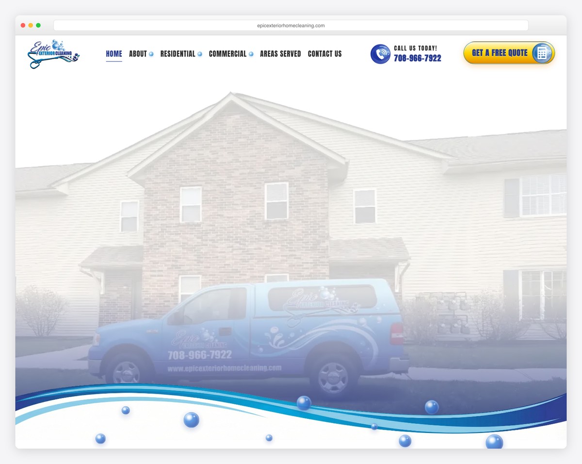 epic exterior cleaning website example