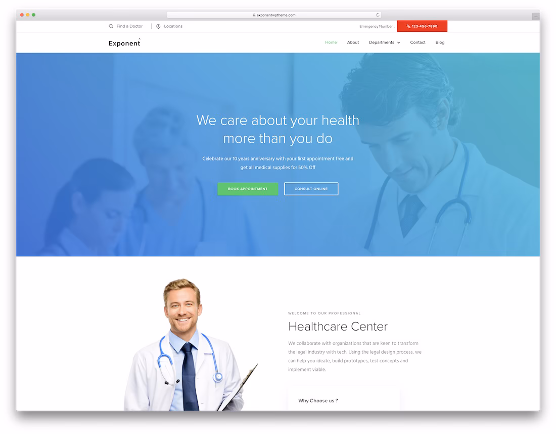 exponent health medical wordpress theme