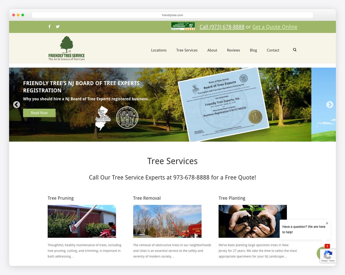 friendly tree service website example