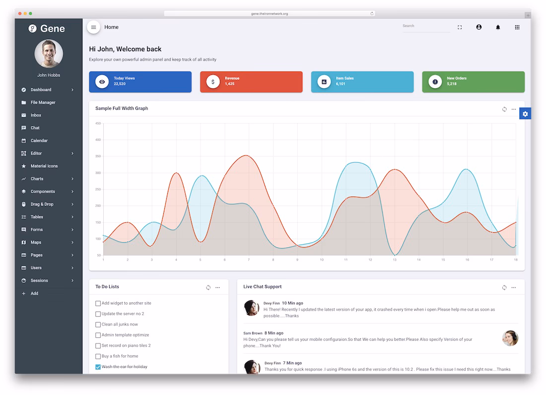 gene angularjs website template