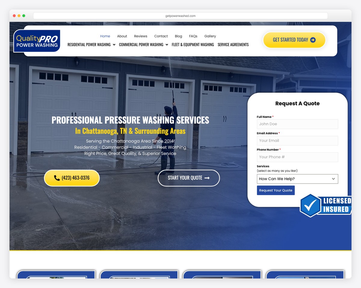qualitypro power washing website example