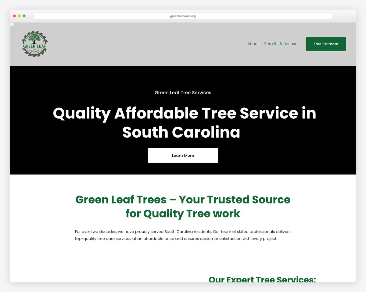 green leaf trees website example