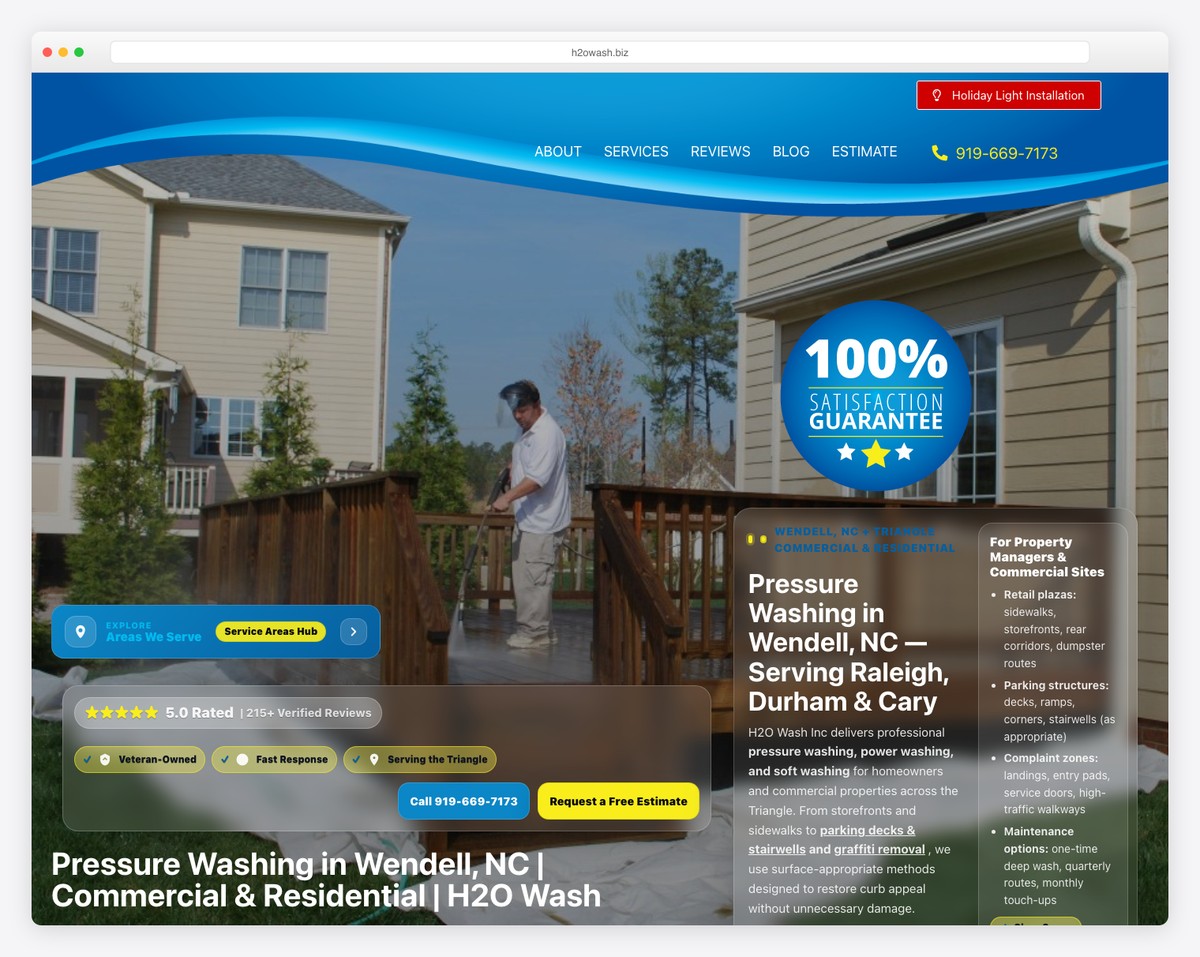h2o wash website example