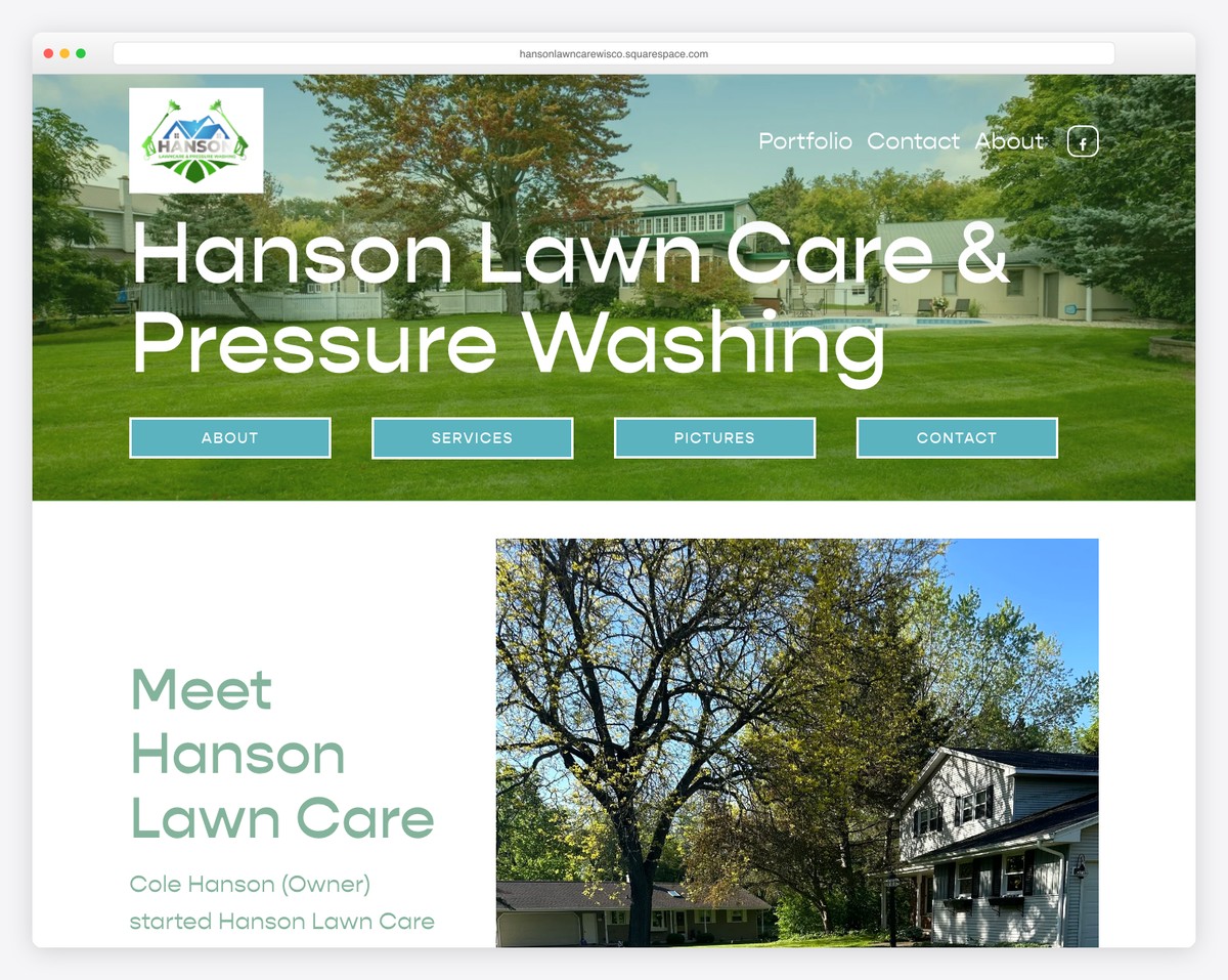 hanson lawn care & pressure washing website example