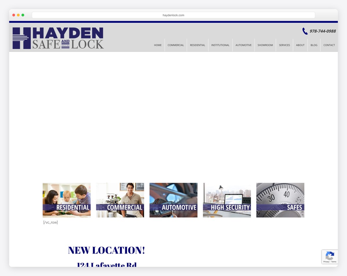 hayden safe & lock website example