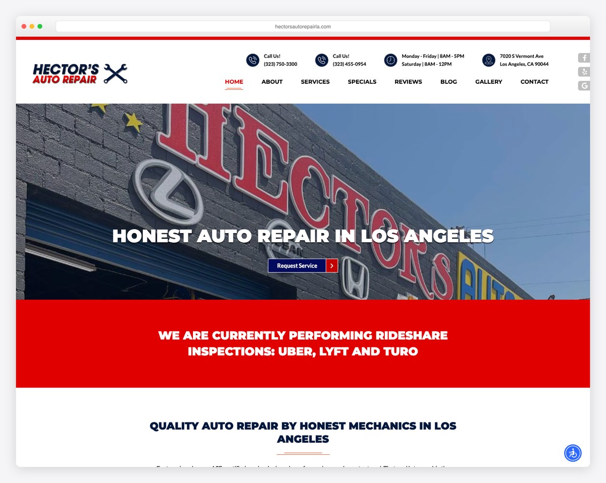 hector's auto repair website example