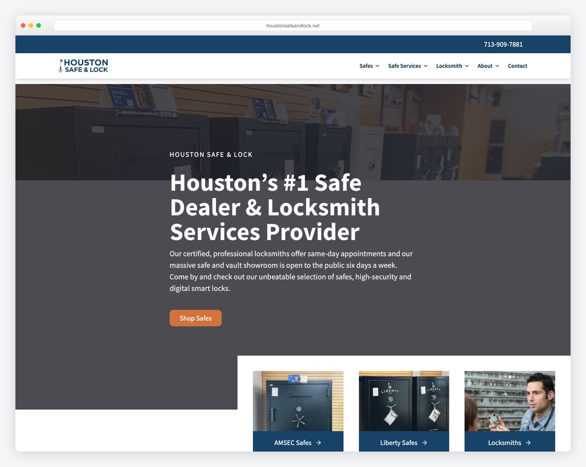 houston safe and lock website example