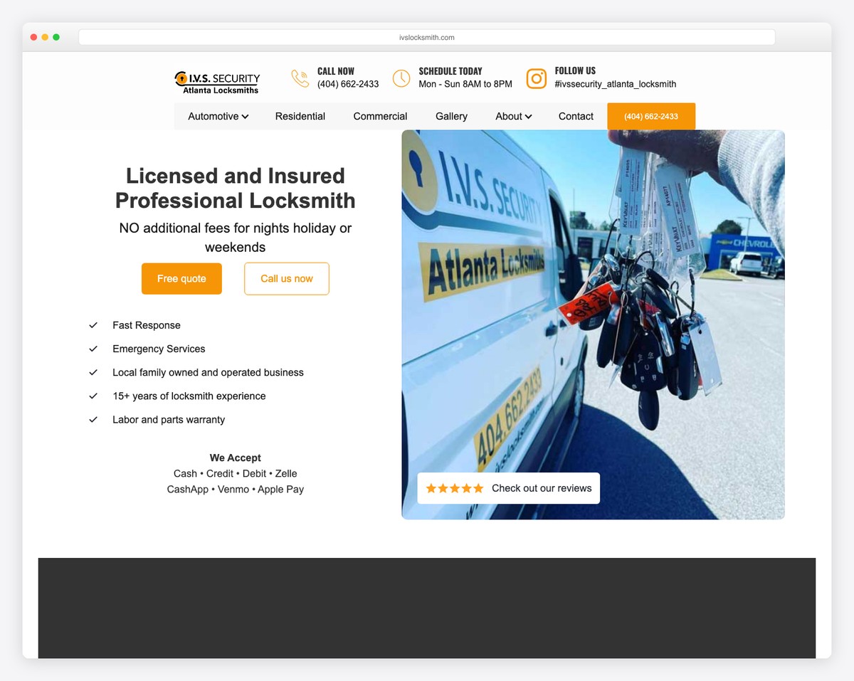 i.v.s. security atlanta locksmith website example