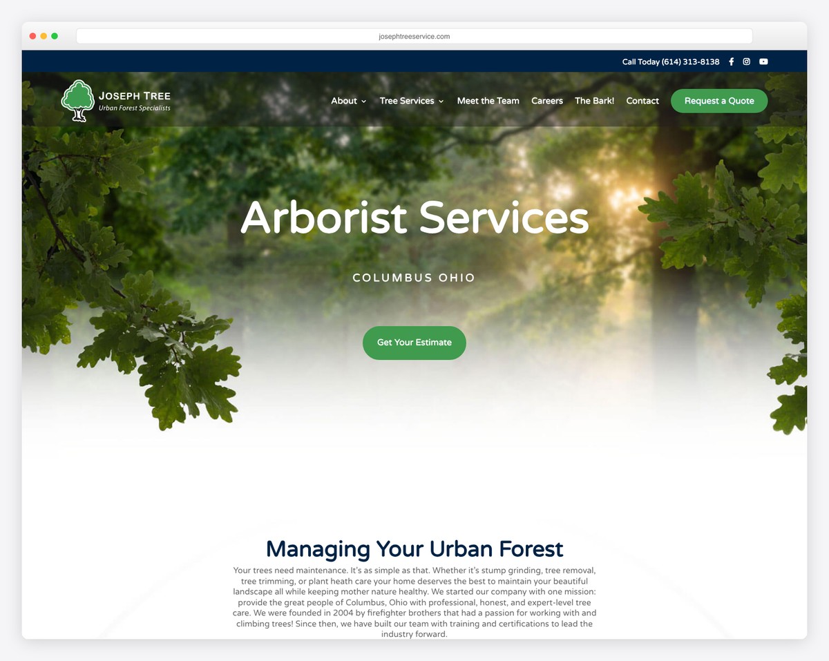 joseph tree website example