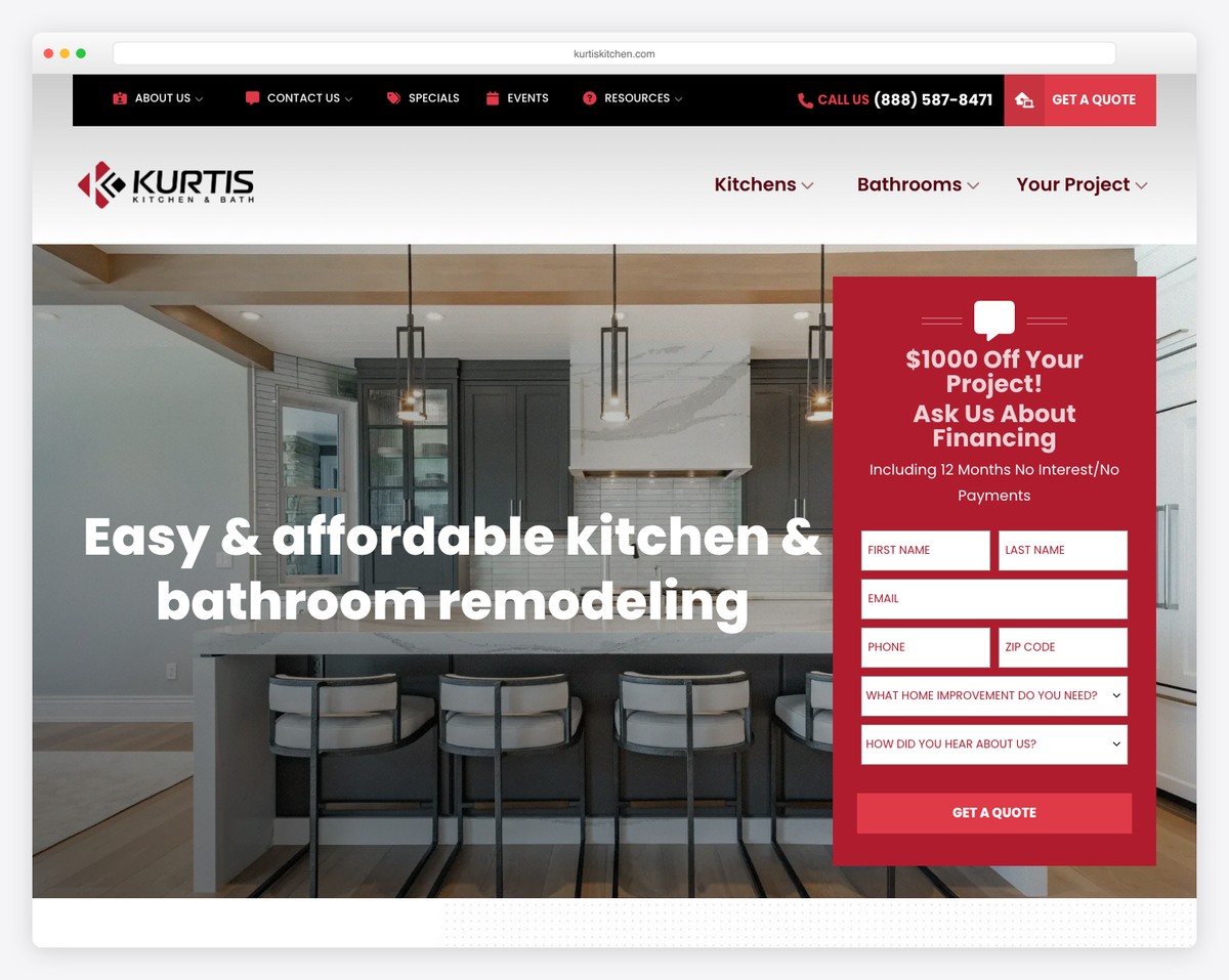 kurtis kitchen & bath website example