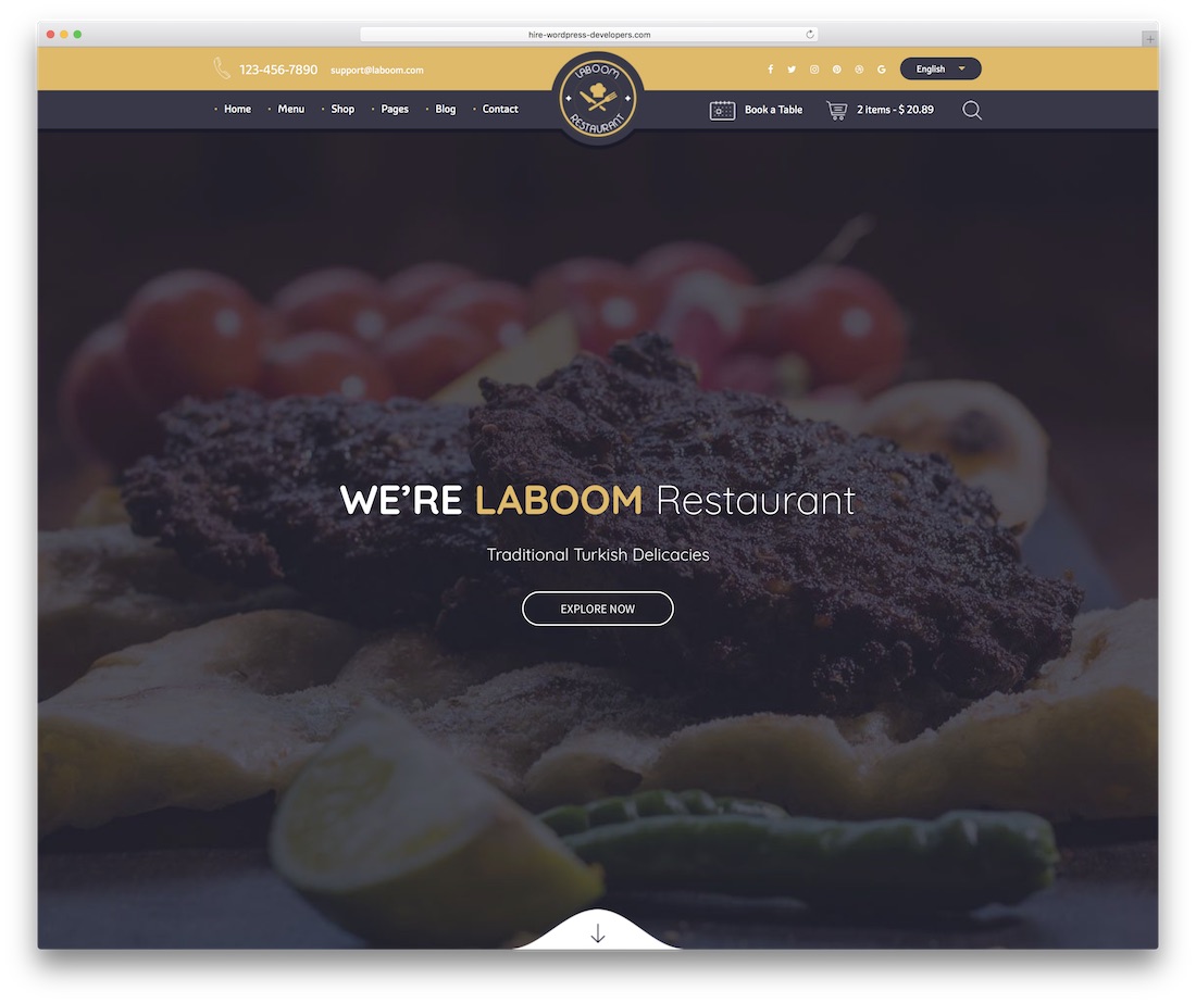 la boom food website template