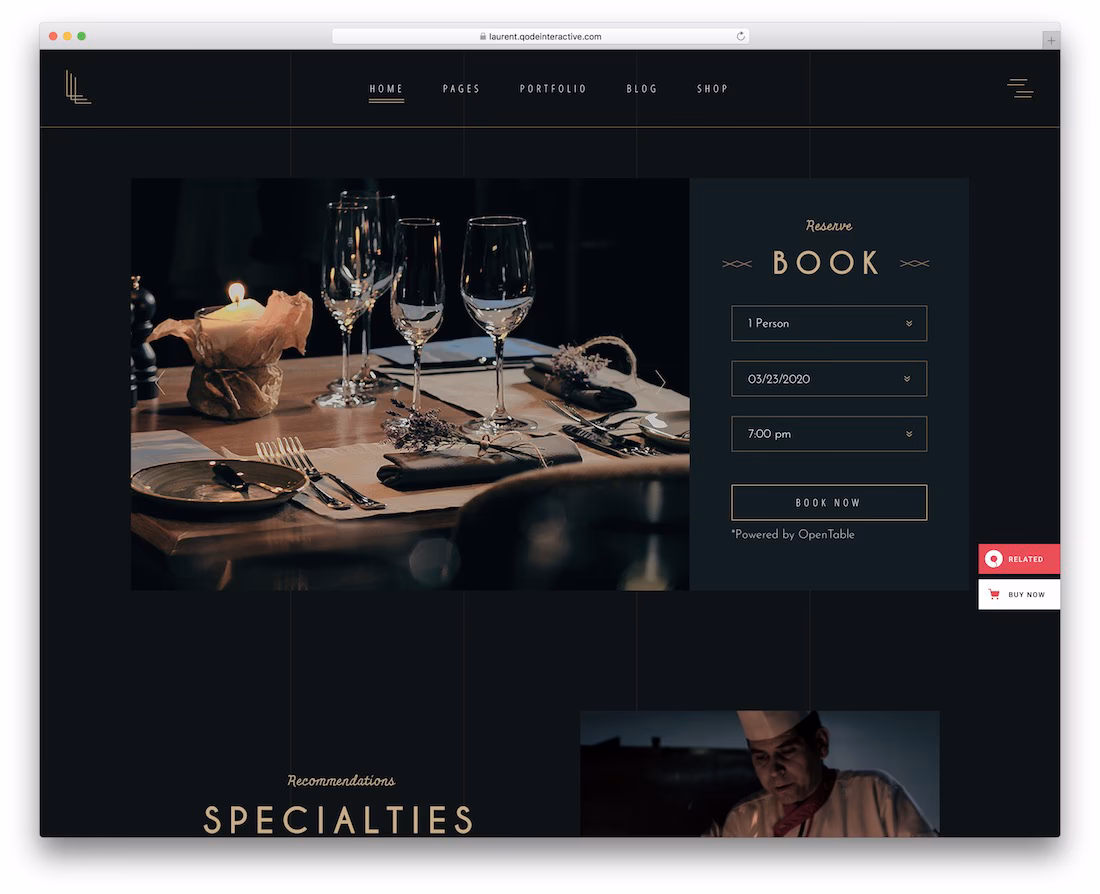 laurent wordpress restaurant theme