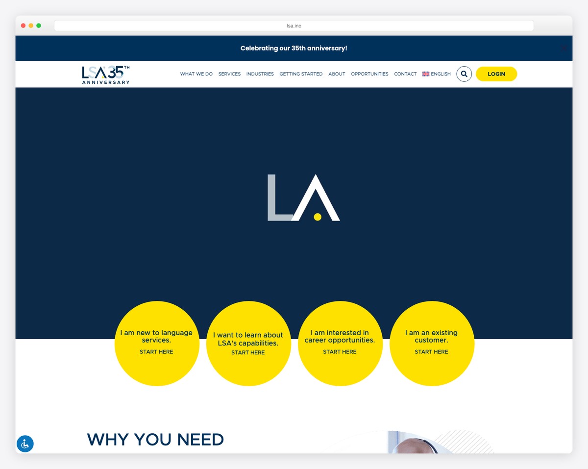 language services associates (lsa) website example